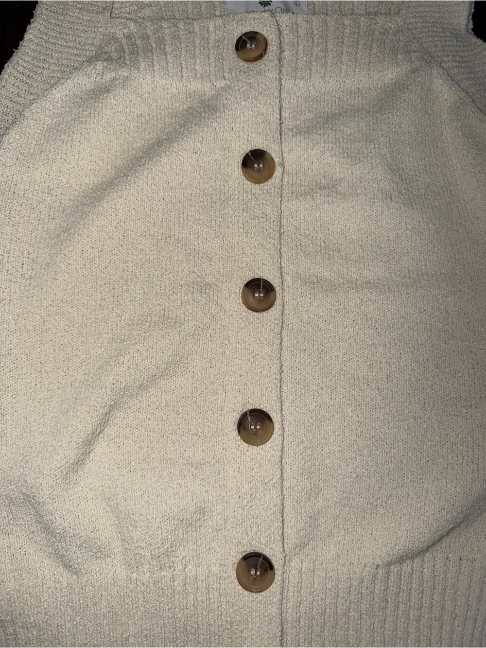 Cream Button-Front Knit Tank Top - Picture 2 of 5